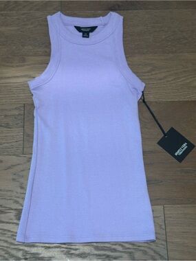 Simply Vera Vera Wang Essential Tank Megan Purple Ribbed Crewneck NWT